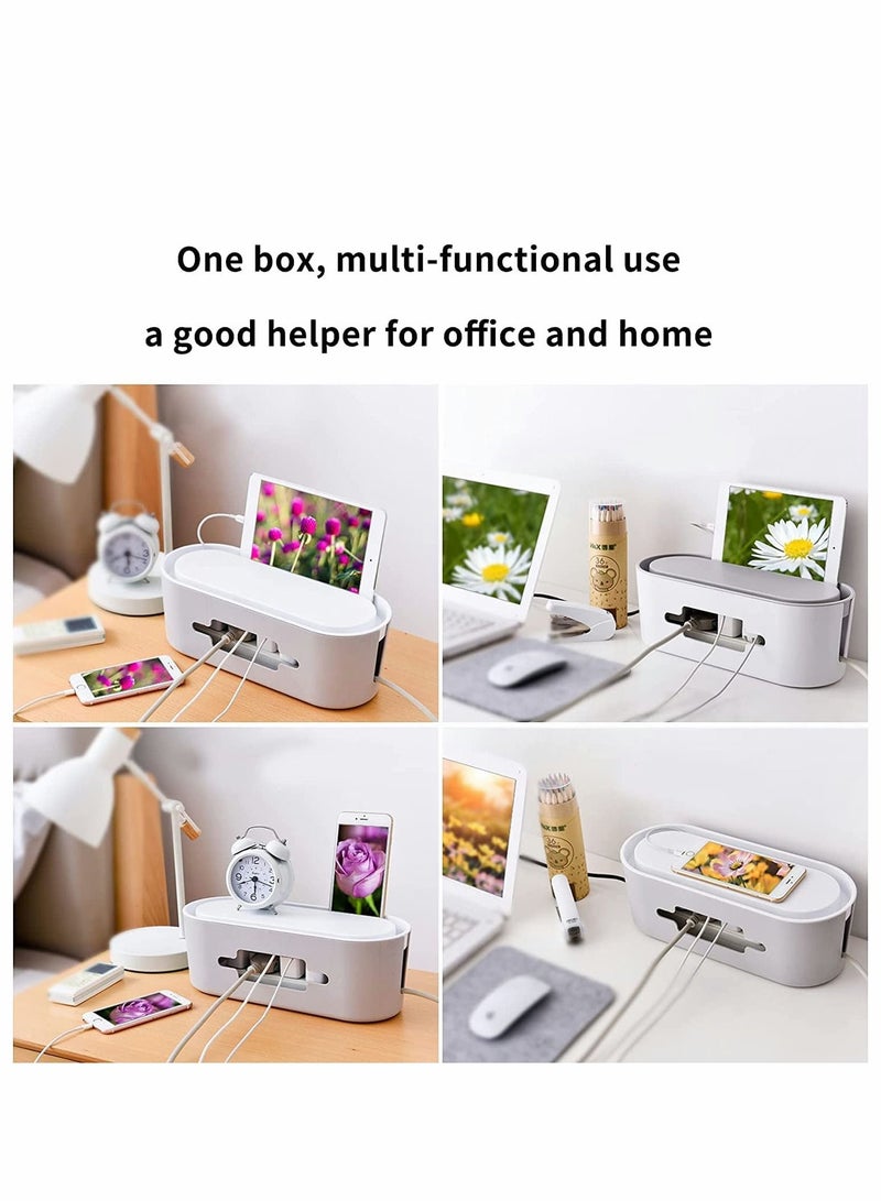 Cable Management Box, Wire Organizer Floor Cable Organizer Box, Cord Organizer to Hide Conceal Power Strips and Electrical Cords from TV Computers Desk, Hide Wires to Keep Tidy for Home Office