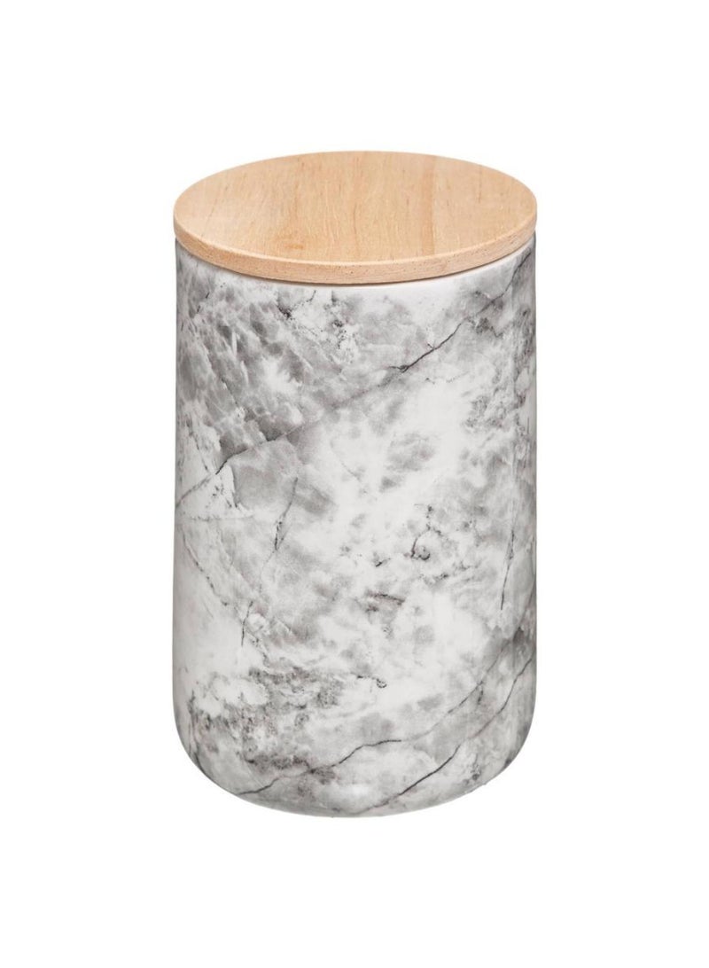 Stoneware Round Jar W Wooden Lid 820 Ml