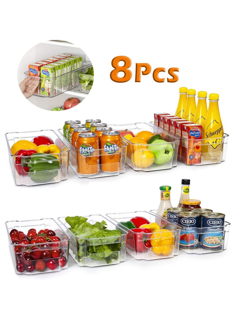 Refrigerator organization Bins 8 pieces made of clear plastic suitable for refrigerator, freezer, kitchen cabinet, pantry organization and general storage BPA free refrigerator organizer 30 cm