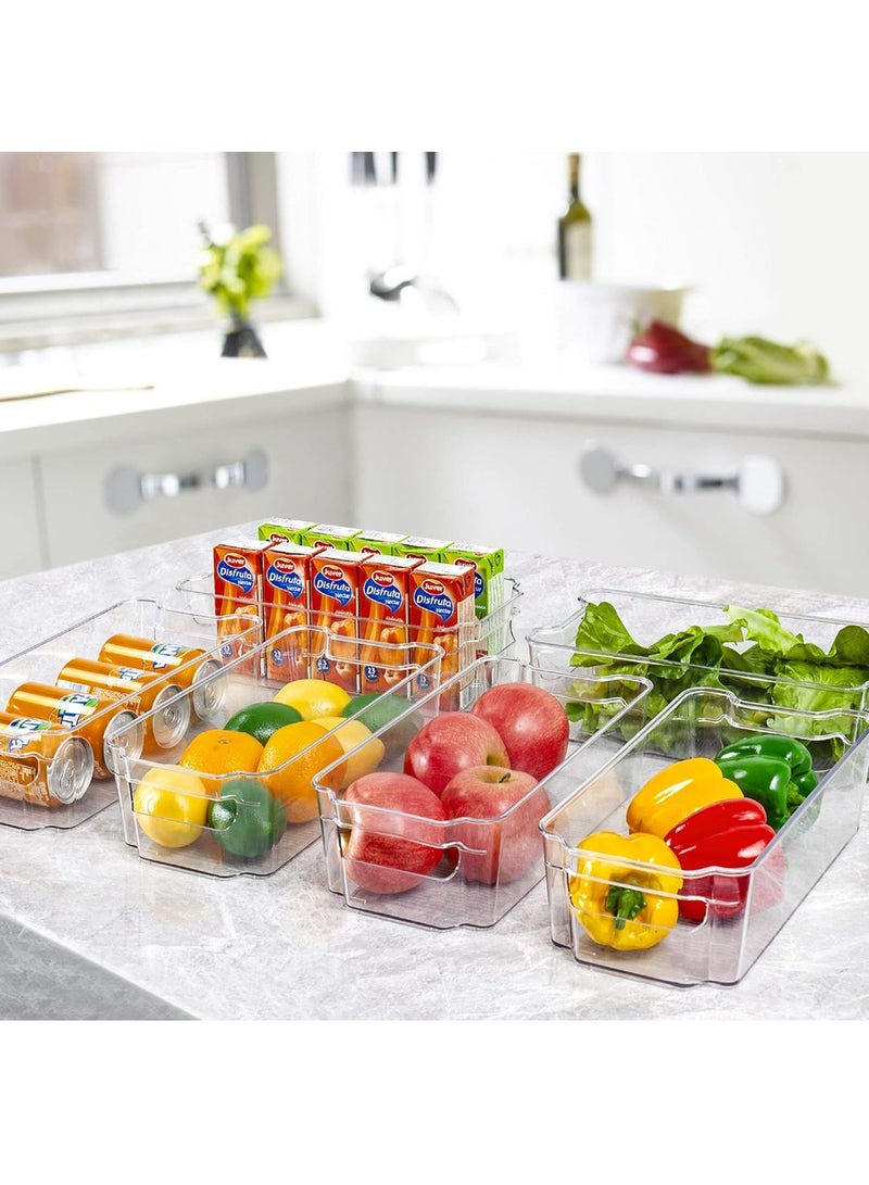 Refrigerator organization Bins 8 pieces made of clear plastic suitable for refrigerator, freezer, kitchen cabinet, pantry organization and general storage BPA free refrigerator organizer 30 cm