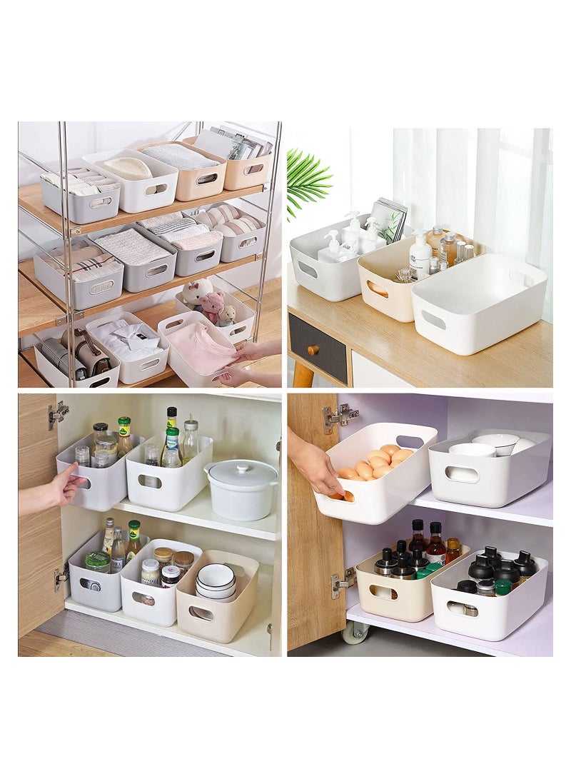 Plastic Storage Basket 6 Pcs Plastic Storage Boxes Multiple Colour Organisation Storage Baskets for Cupboard Kitchen Studio Bathroom Toy Home Tidy Open Storage Bins with Handles