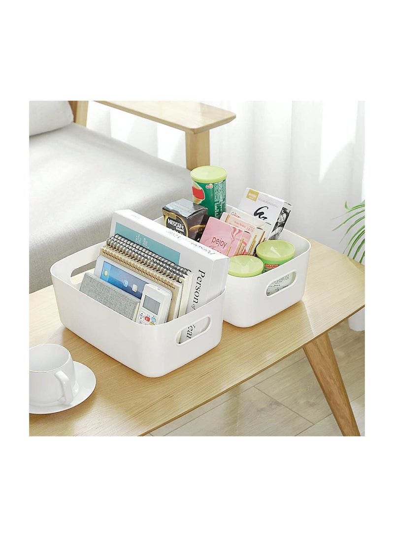 Plastic Storage Basket 6 Pcs Plastic Storage Boxes Multiple Colour Organisation Storage Baskets for Cupboard Kitchen Studio Bathroom Toy Home Tidy Open Storage Bins with Handles