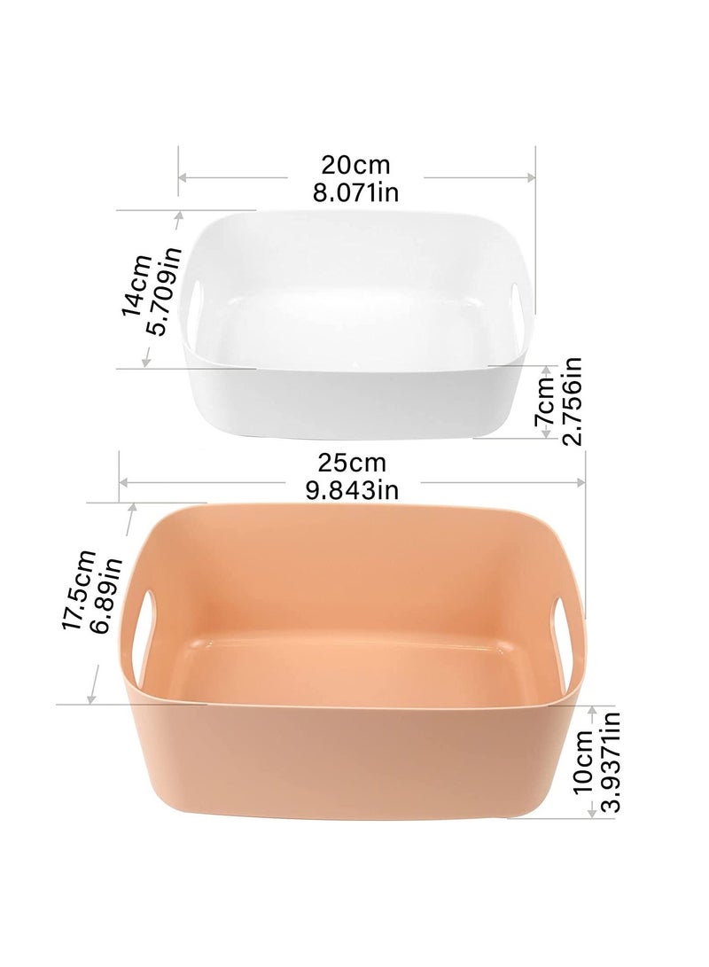 Plastic Storage Basket 6 Pcs Plastic Storage Boxes Multiple Colour Organisation Storage Baskets for Cupboard Kitchen Studio Bathroom Toy Home Tidy Open Storage Bins with Handles