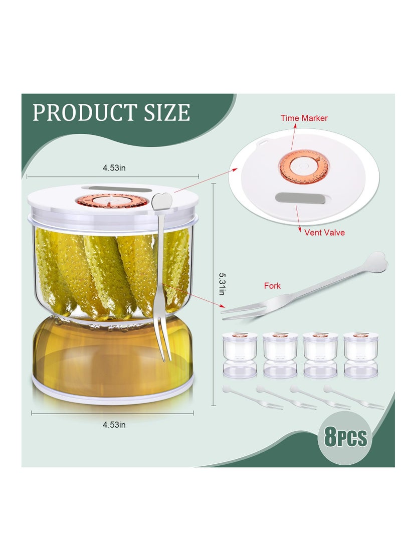 Pickle Jar with Strainer Flip, 800ml Pickle Container, Olive Hourglass Keeper Jar with Airtight Lids and Forks, Plastic Pickle Juice Separator for Food Pickle Olives Storage Kitchen Jar