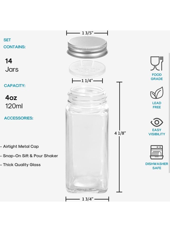 14-Piece Spice Jar And Accessory Set Multicolour 120ml