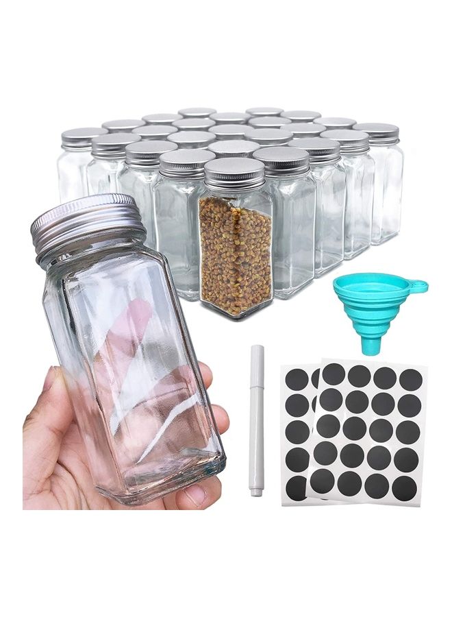 24-Piece Glass Spice Jar Set Multicolour