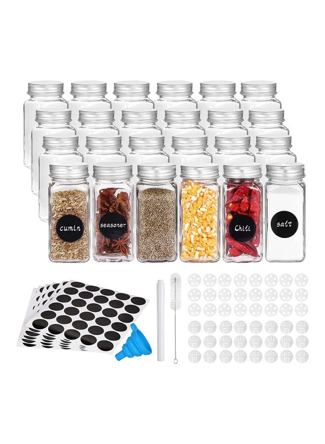24-Piece Glass Spice Jar Set Multicolour 4.1inch