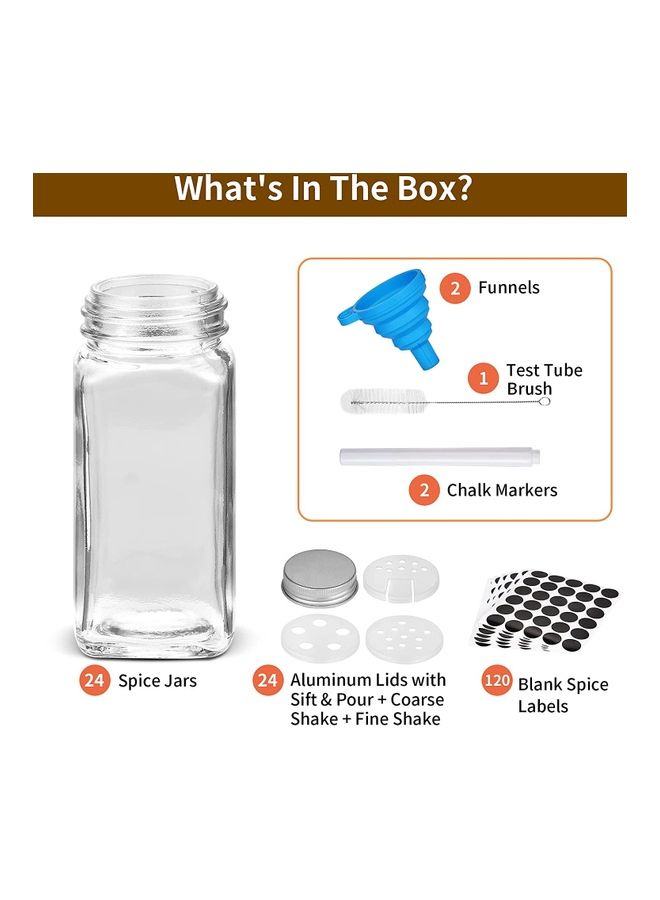 24-Piece Glass Spice Jar Set Multicolour 4.1inch