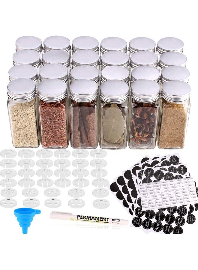 24-Piece Glass Spice Jar Set Multicolour 10.5x4.3cm