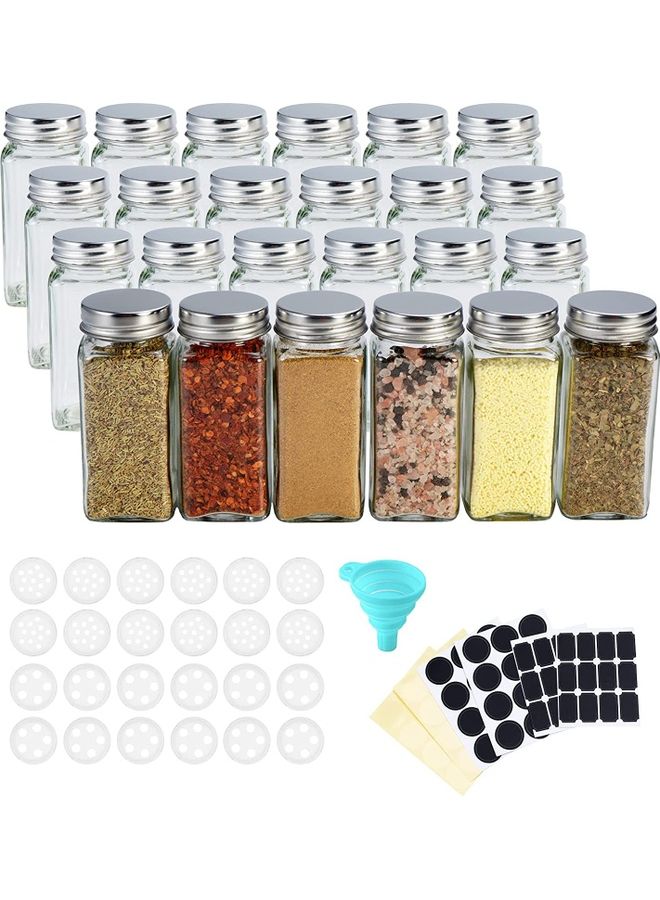 24-Piece Glass Spice Jar Set Multicolour