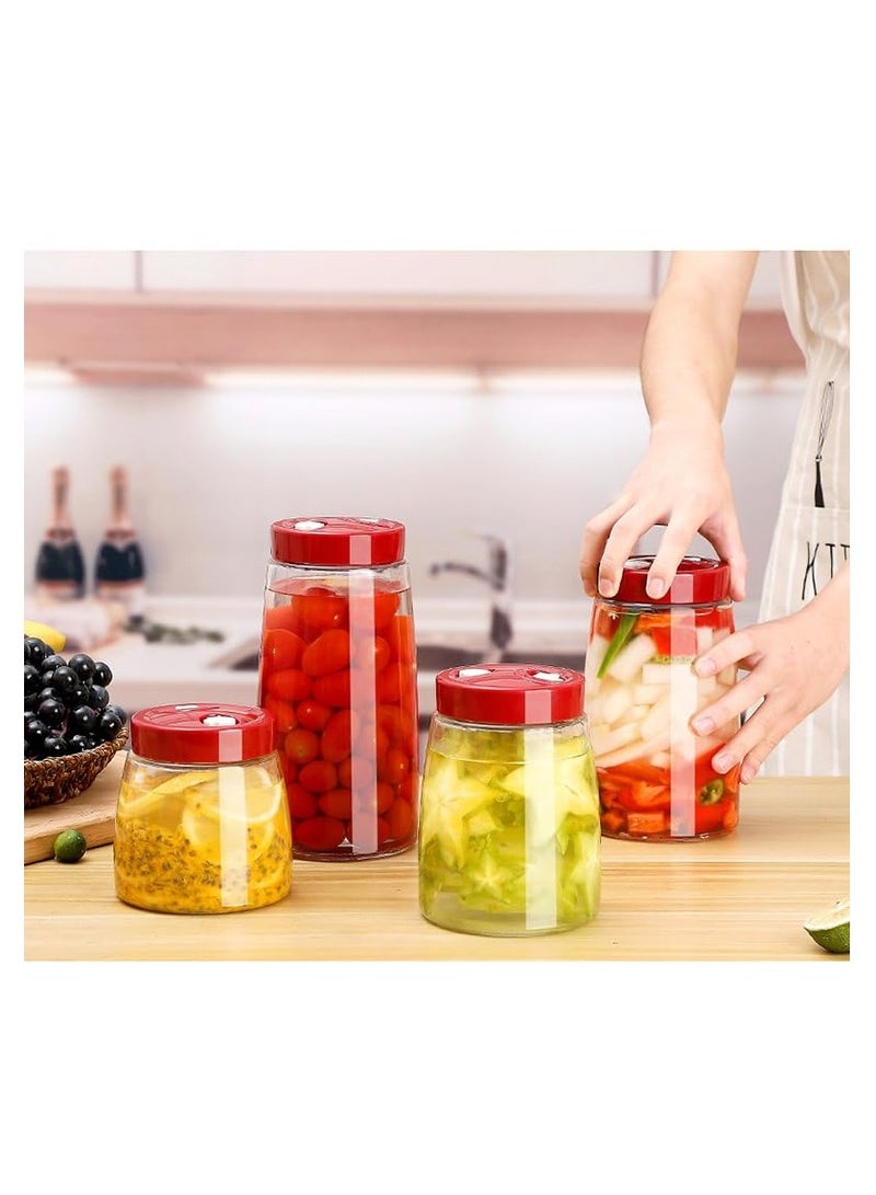 Glass Fermentation Jar With Dual Venting Valve Airlock Lid, 1.8L Wide Mouth Glass Canning Jars, Glass Jar with Lid for Small Batch Brewing And Fermentation, Pickle Jar And Kimchi Container