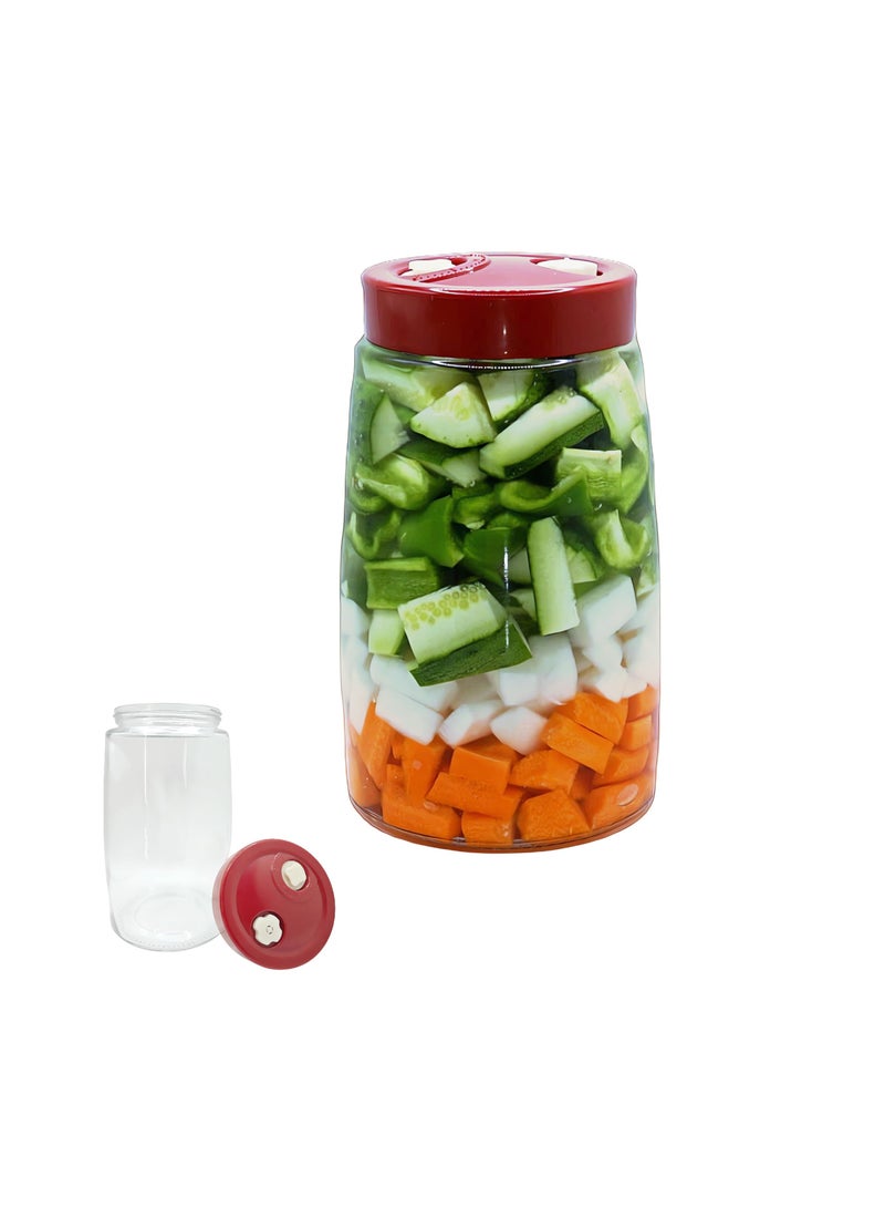 Glass Fermentation Jar With Dual Venting Valve Airlock Lid, 1.8L Wide Mouth Glass Canning Jars, Glass Jar with Lid for Small Batch Brewing And Fermentation, Pickle Jar And Kimchi Container