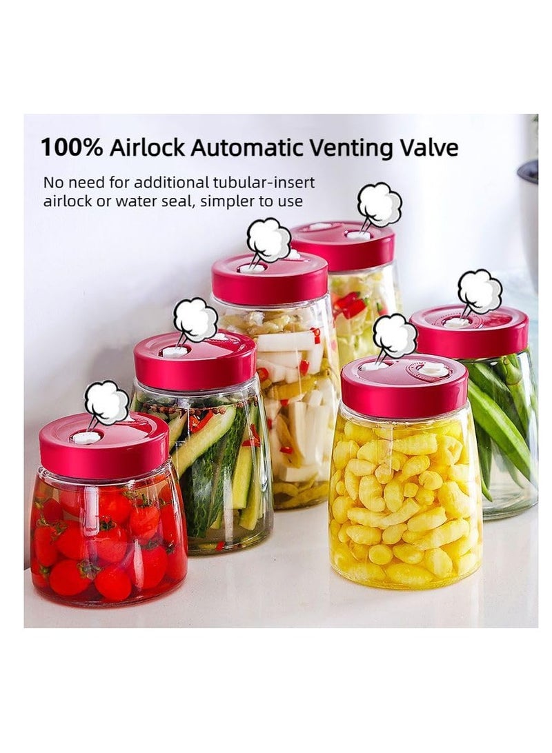 Glass Fermentation Jar With Dual Venting Valve Airlock Lid, 1.8L Wide Mouth Glass Canning Jars, Glass Jar with Lid for Small Batch Brewing And Fermentation, Pickle Jar And Kimchi Container