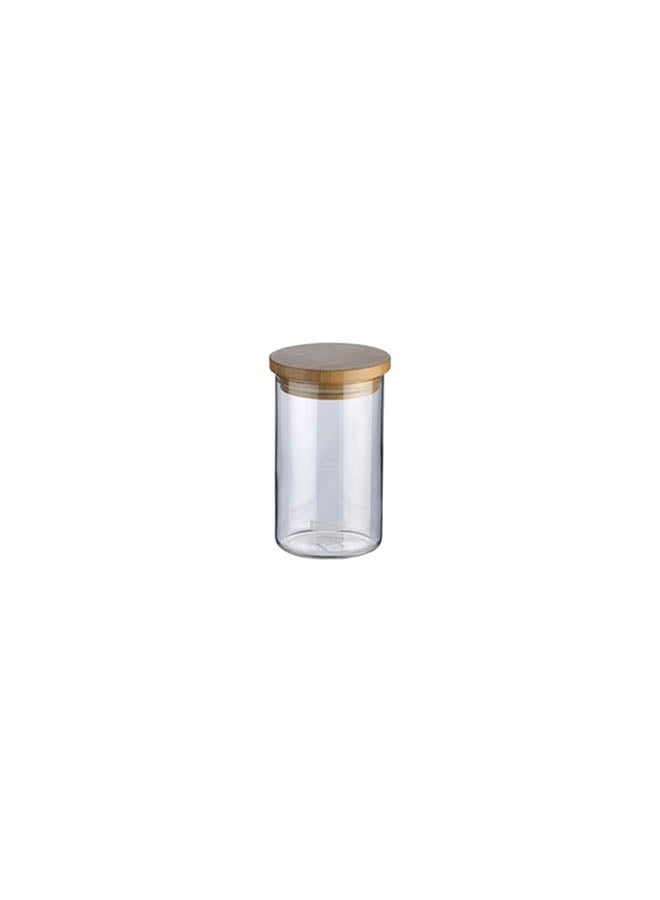 Round Shape Food Storage Jar Clear/Beige 17x10.4cm