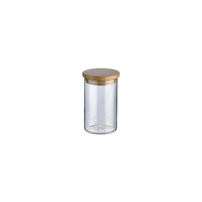 Round Shape Food Storage Jar Clear/Beige 17x10.4cm