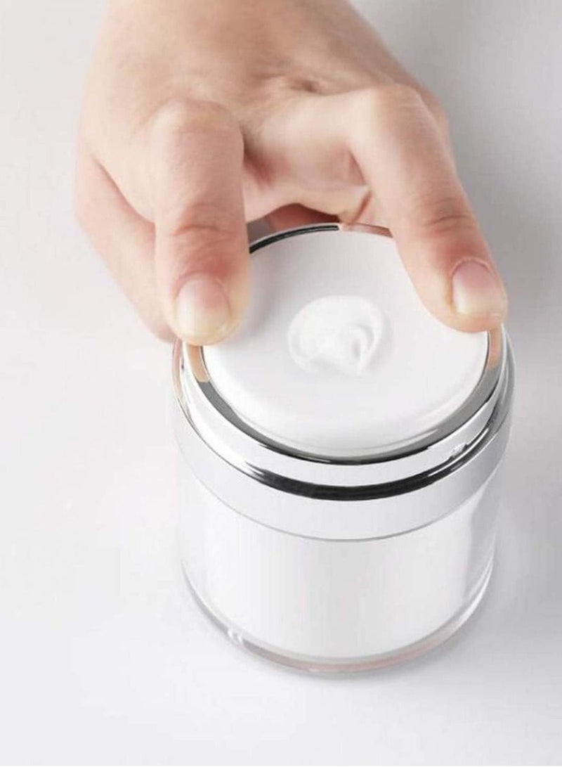 Cosmetic Cream Jar, 2 Pack 1.7 oz Airless Pump Jars Empty Acrylic Emulsions Containers with Pump, Refillable Travel Lotion Jar Bottle With Lid for Thick Moisturizer, Skincare Cream, White