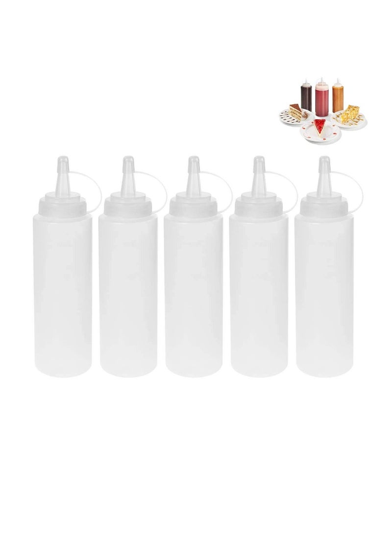 5pcs 8oz Squeeze Condiment Bottles with Cap Seasoning Dispensers 230ml