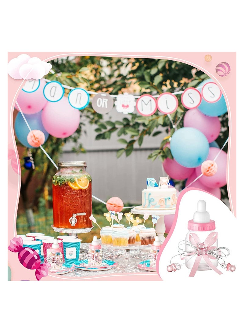 24Pcs Baby Shower Feeding Bottle Adorable Favors Bottles for Mini Plastic Bear Candy Box with Ribbon Decoration Favours