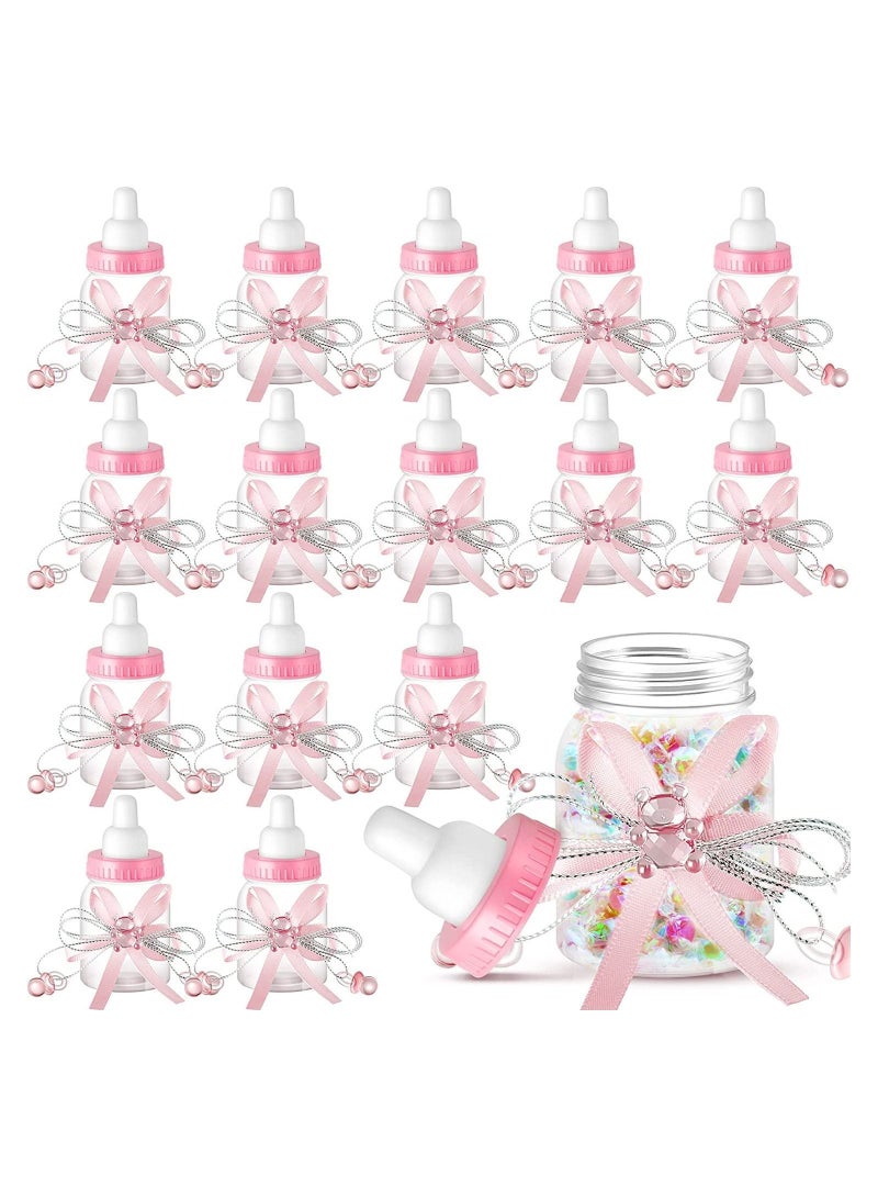 24Pcs Baby Shower Feeding Bottle Adorable Favors Bottles for Mini Plastic Bear Candy Box with Ribbon Decoration Favours