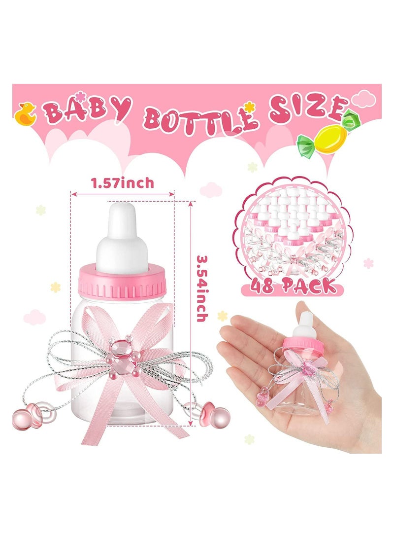 24Pcs Baby Shower Feeding Bottle Adorable Favors Bottles for Mini Plastic Bear Candy Box with Ribbon Decoration Favours