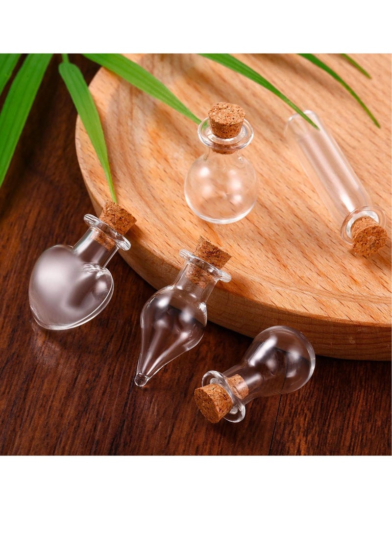 Small Mini Glass Bottles Tiny Jars With Cork Stoppers 5 Shapes Tiny Wishing Drifting Bottle for Wedding Party DIY Decoration Bead Containers Arts and Crafts DIY Projects Geometric Shape 50Pcs