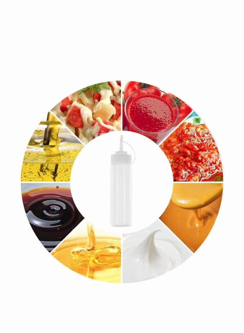 4Pcs Squeeze Squirt Condiment Bottles with Cap Lids and Discrete Measurements for Sauce Ketchup Bbq Dressing Paint Workshop Pancake Art Dispenser, Perfect Condiments, Oil, Liquids - 240ml