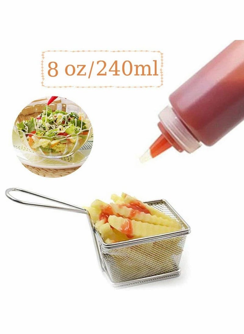 4Pcs Squeeze Squirt Condiment Bottles with Cap Lids and Discrete Measurements for Sauce Ketchup Bbq Dressing Paint Workshop Pancake Art Dispenser, Perfect Condiments, Oil, Liquids - 240ml