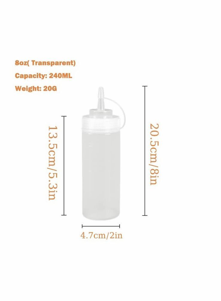 4Pcs Squeeze Squirt Condiment Bottles with Cap Lids and Discrete Measurements for Sauce Ketchup Bbq Dressing Paint Workshop Pancake Art Dispenser, Perfect Condiments, Oil, Liquids - 240ml