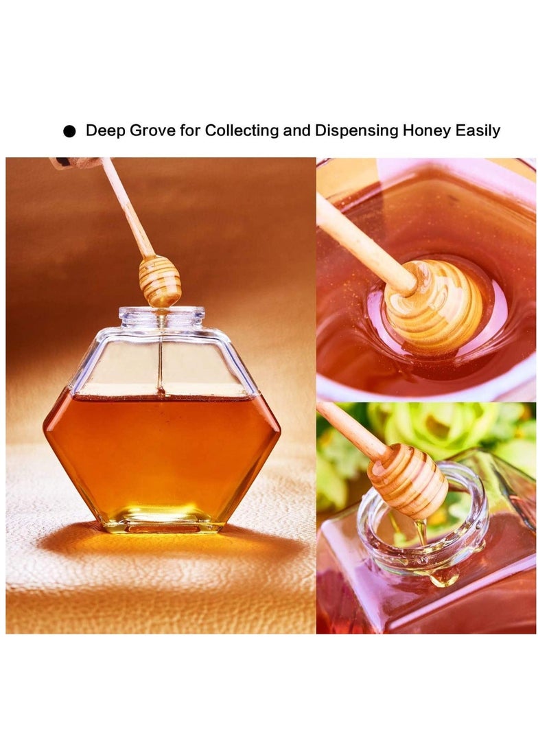 Honey Pot Glass Jar with Wooden Dipper and Cork Lid Cover for Home Kitchen, Clear 380ML Beehive Crystal Syrup Dispenser Commercial