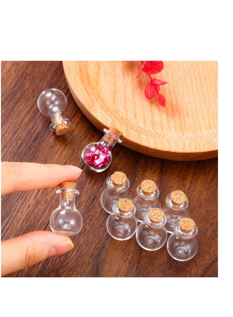 Small Mini Glass Bottles Tiny Jars With Cork Stoppers 5 Shapes Wishing Drifting Bottle for Wedding Party DIY Decoration Bead Containers Arts and Crafts Projects Geometric Shape 50Pcs