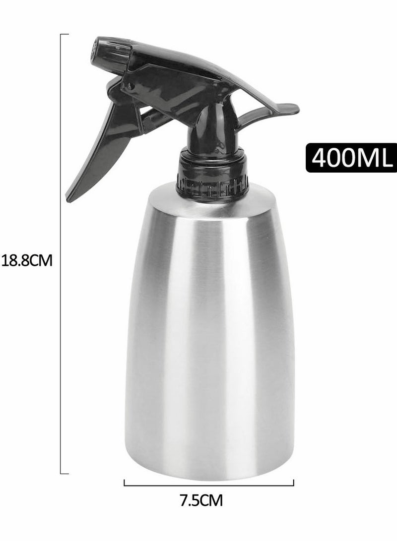 Fine Mist Plant Mister Handheld Pressure Stainless Steel Spray Bottles 400mL 13.5oz Watering Can with Adjustable Nozzle for Outdoor Indoor Gardening and Cleaning Work