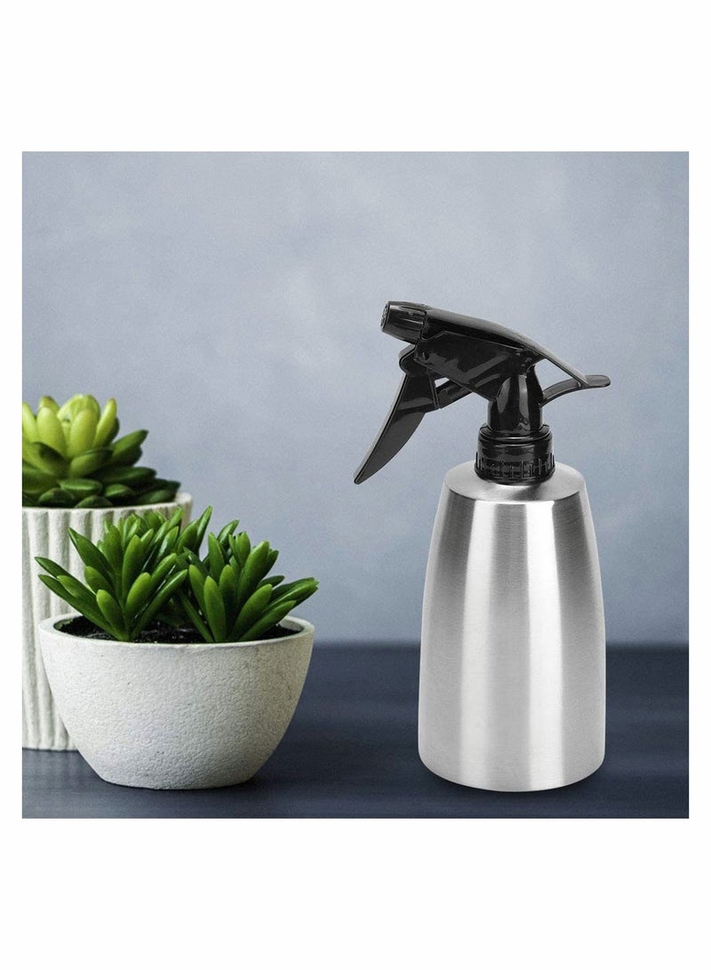 Fine Mist Plant Mister Handheld Pressure Stainless Steel Spray Bottles 400mL 13.5oz Watering Can with Adjustable Nozzle for Outdoor Indoor Gardening and Cleaning Work