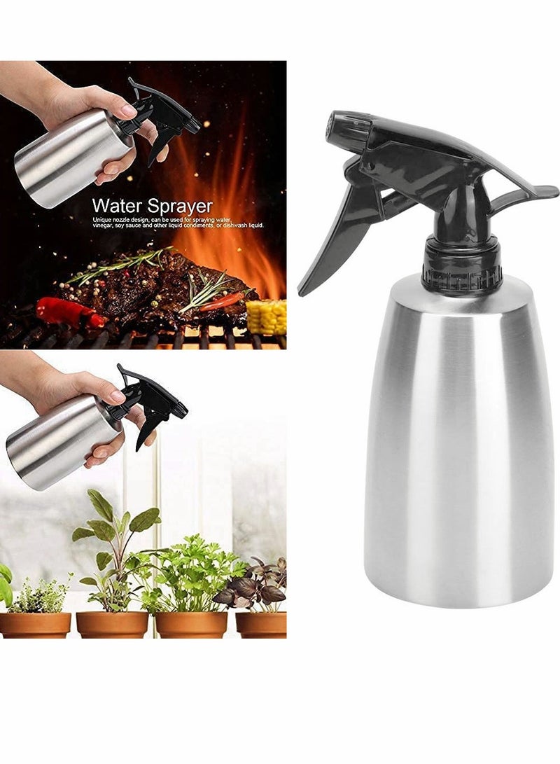 Fine Mist Plant Mister Handheld Pressure Stainless Steel Spray Bottles 400mL 13.5oz Watering Can with Adjustable Nozzle for Outdoor Indoor Gardening and Cleaning Work