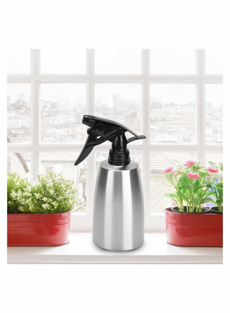 Fine Mist Plant Mister Handheld Pressure Stainless Steel Spray Bottles 400mL 13.5oz Watering Can with Adjustable Nozzle for Outdoor Indoor Gardening and Cleaning Work