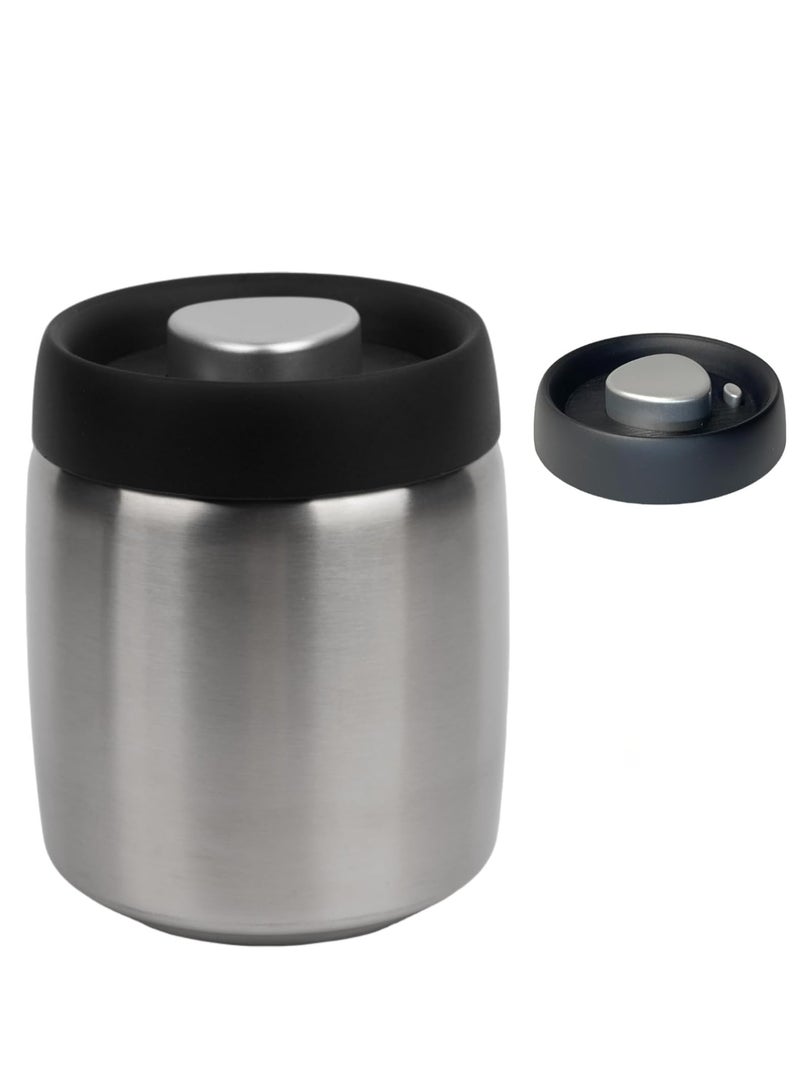 800ml Coffee Vacuum Canister, Food Storage Jars, 10.7ozStainless Steel Coffee bean Container, Food Storage Container with Airtight Lid, Push Out Excess Air Preserve Food Freshness
