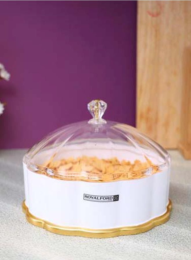 Candy Storage Box White/Gold/Clear 23cm