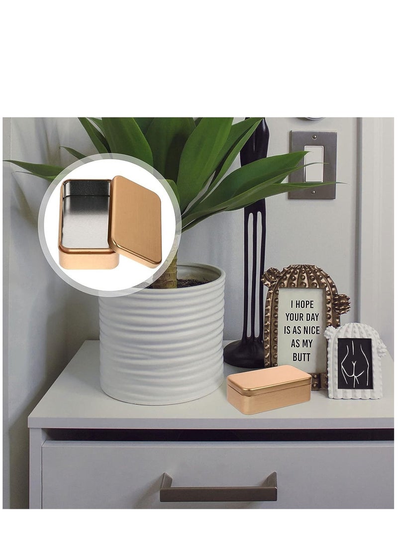 4Pcs Tins Containers Metal Rectangular Empty Hinged Tins Box Portable Storage Box with Lid Small Box Set for Home Organizer(Golden)