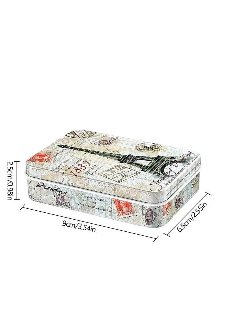 8 Piece Iron Storage Box, Small Metal Box Portable Empty Metal Box with Lid Vintage Rectangular Iron Box Tins Container Rectangular Hinged Containers Small Storage Kit Mini Portable Tin Box