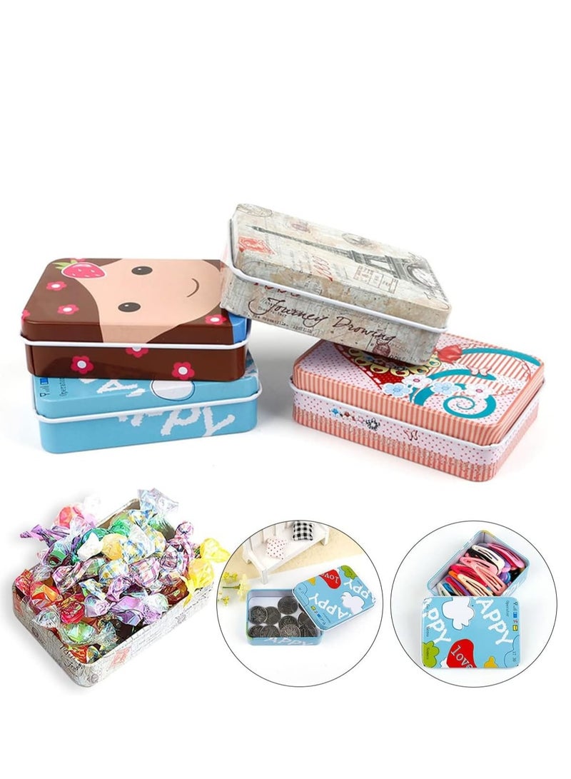 8 Piece Iron Storage Box, Small Metal Box Portable Empty Metal Box with Lid Vintage Rectangular Iron Box Tins Container Rectangular Hinged Containers Small Storage Kit Mini Portable Tin Box