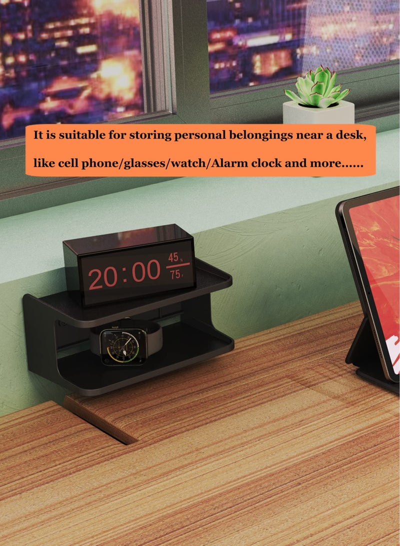 Bedside Shelf Accessories Organizer ,Maximize Your Space for Bedroom Bedside Wall Organizer Universal Bedside Shelf Wall Mount for Glasses/Remote/Earphone/Cell Phone(Black)