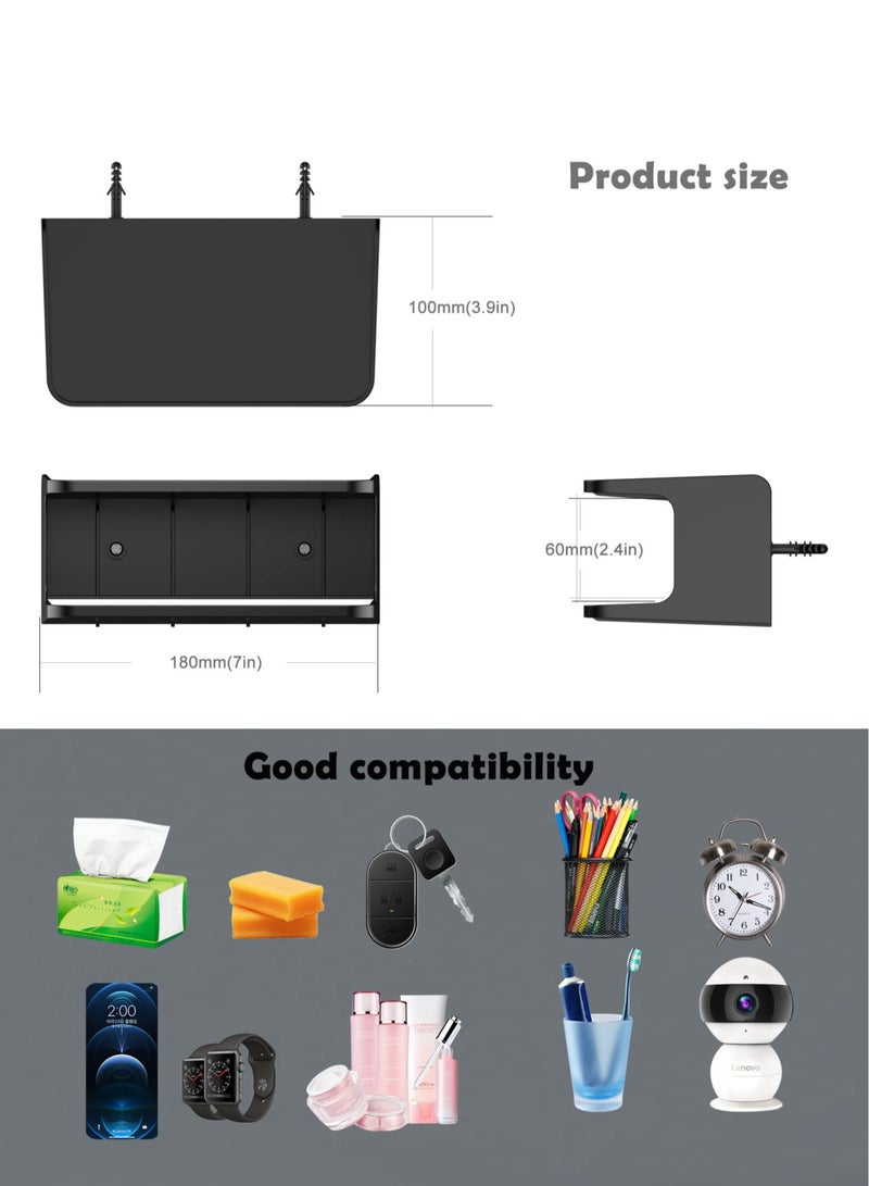 Bedside Shelf Accessories Organizer ,Maximize Your Space for Bedroom Bedside Wall Organizer Universal Bedside Shelf Wall Mount for Glasses/Remote/Earphone/Cell Phone(Black)