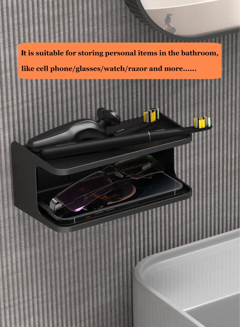 Bedside Shelf Accessories Organizer ,Maximize Your Space for Bedroom Bedside Wall Organizer Universal Bedside Shelf Wall Mount for Glasses/Remote/Earphone/Cell Phone(Black)