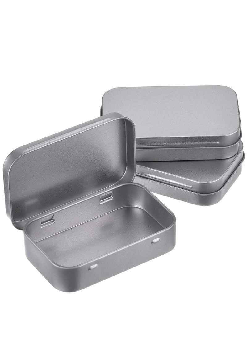 6 Pack Metal Tins Container Rectangular 3.75 x 2.45 x 0.8 Inch Mini Tin Box Small Storage Kit Containers Portable Hinged Tins Box for Storage Earphone Charging Cables Cards Home Organizer