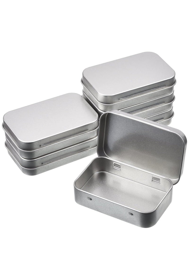 6 Pack Metal Tins Container Rectangular 3.75 x 2.45 x 0.8 Inch Mini Tin Box Small Storage Kit Containers Portable Hinged Tins Box for Storage Earphone Charging Cables Cards Home Organizer