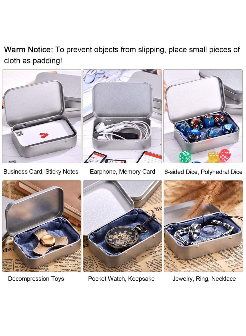 6 Pack Metal Tins Container Rectangular 3.75 x 2.45 x 0.8 Inch Mini Tin Box Small Storage Kit Containers Portable Hinged Tins Box for Storage Earphone Charging Cables Cards Home Organizer