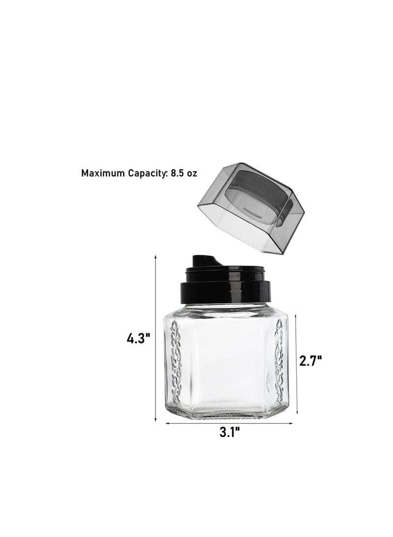 6 Pack Glass Honey Dispenser Oil Cruet, No Drip Olive Oil and Vinegar Dispenser, Maple Syrup Dispenser Jars, Crystal Salad Dressing Container Bottle with Cap for Kitchen, Soy Sauce, 8.5 Oz