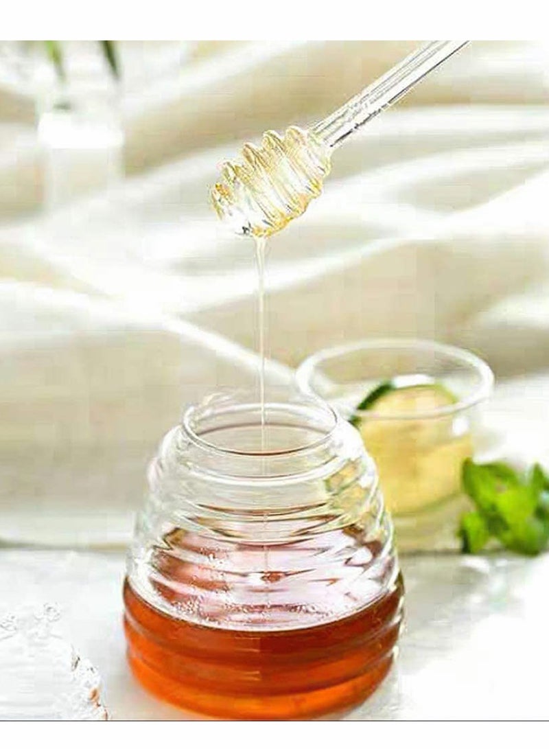 Honey Jar with Dipper and Lid, Honey Bee Pot and Lid for Storage by Paulsway, 17oz Glass Beehive Honey Pot, Honey Containers Holder for Home Kitchen, Clear