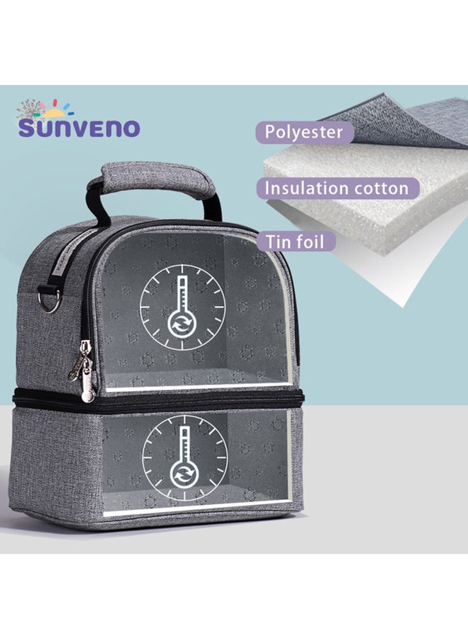 Insulated Office Lunch Bag - May Assorted Grey/Black 25x25x15cm