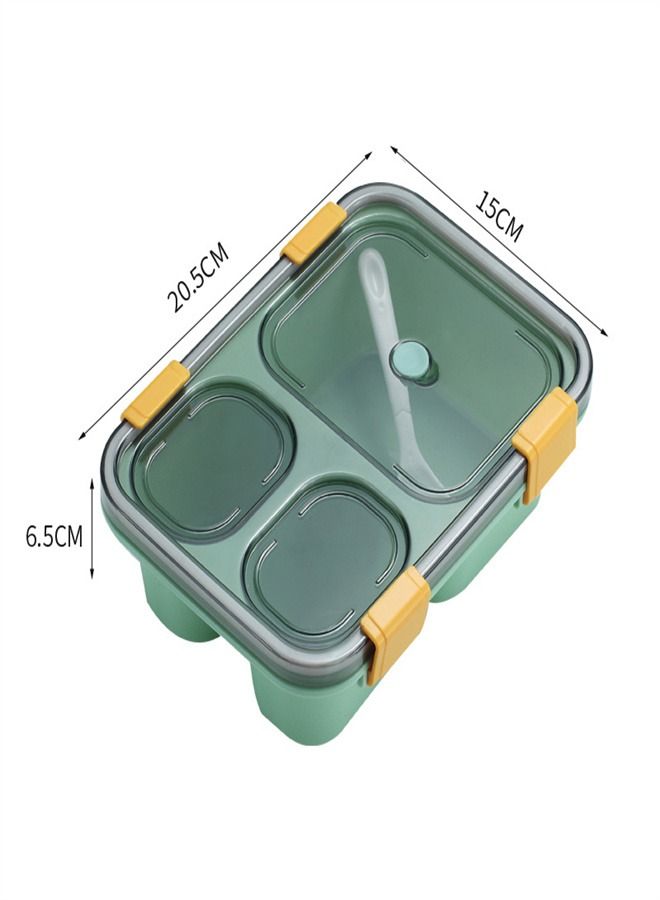 Microwave Oven Plastic Three Compartment Lunch Box Green