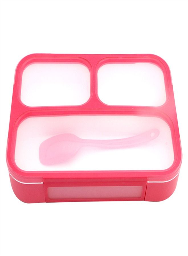 Microwave Oven Plastic Three Compartment Lunch Box Red